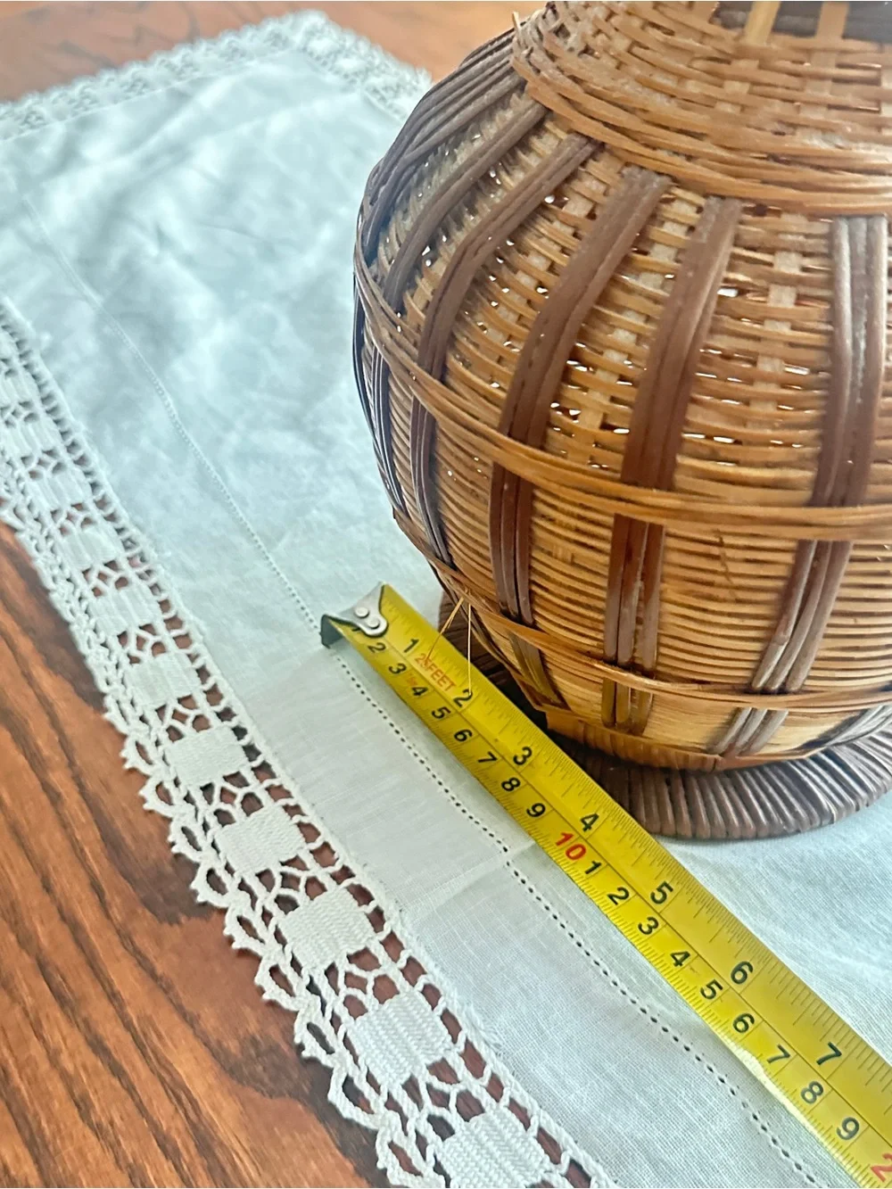 Vintage wicker rattan vase boho